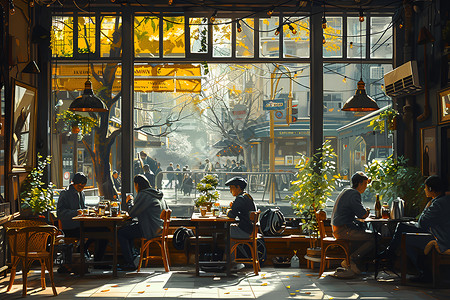 温馨咖啡馆背景图片