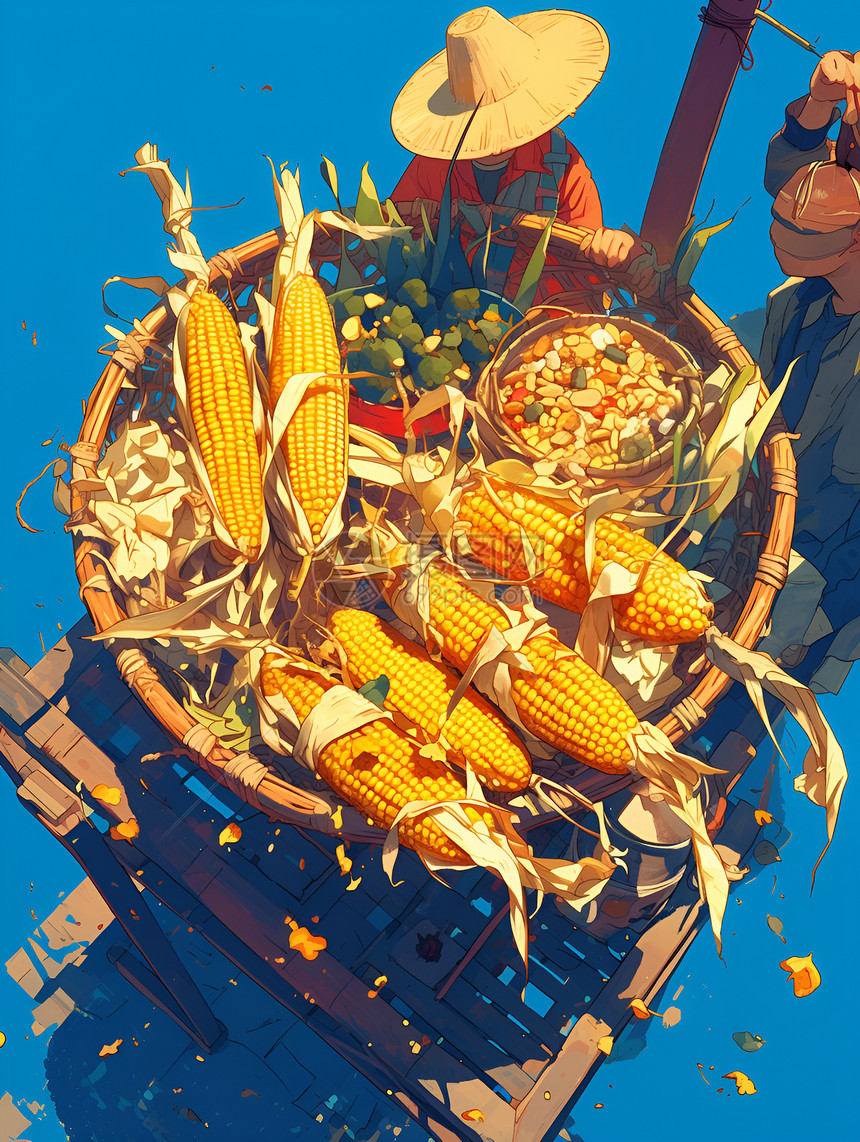 篮子里的玉米图片