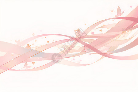 粉色丝带和平鸽飞舞的丝带插画
