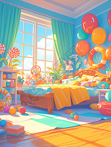糖果风格的房间背景图片
