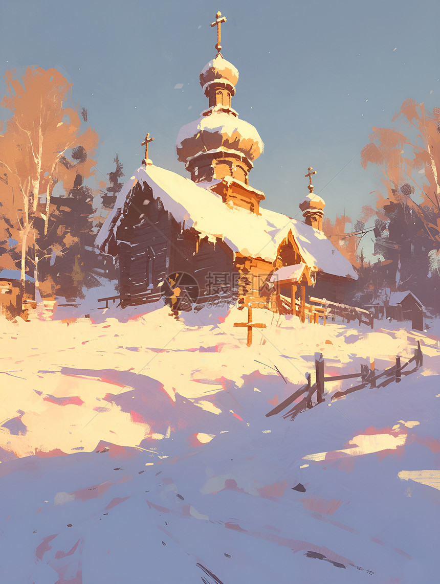 冬日乡村的建筑图片