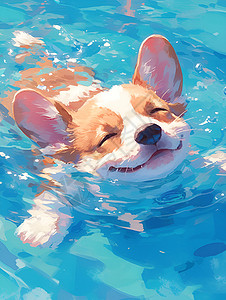泳池中的狗子背景图片