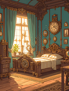 复古装饰的卧室背景图片