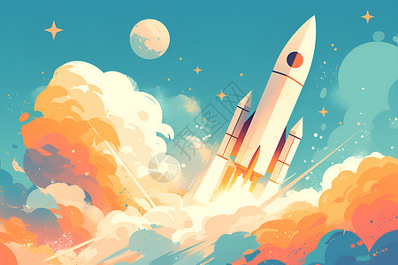 火箭升空素材太空之旅插画插画