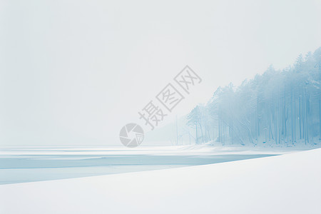 雪原上的树林背景图片
