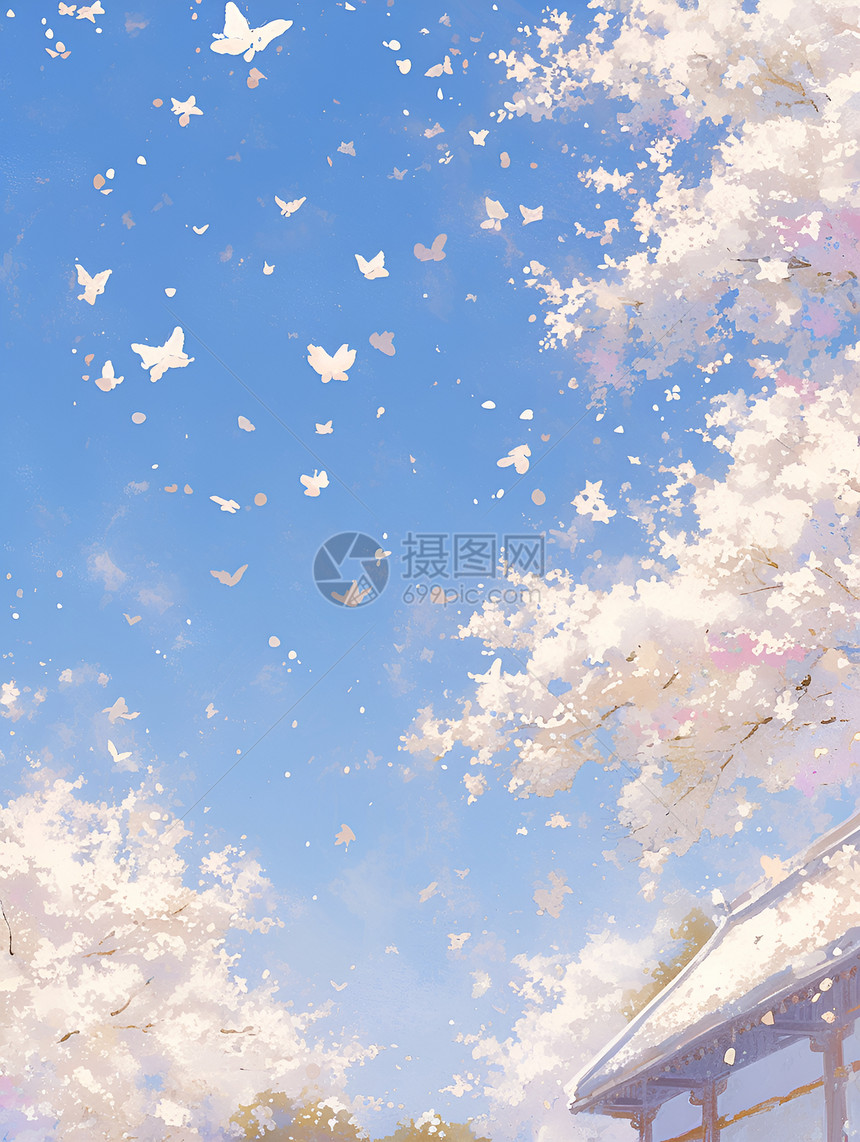 樱花飘落的美景图片