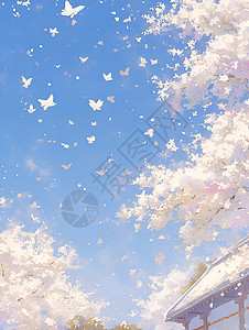 樱花飘落的美景背景图片