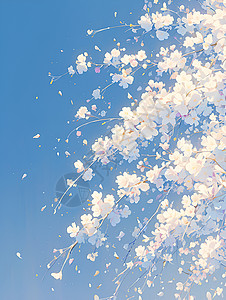 盛开的樱花白色樱花盛开插画