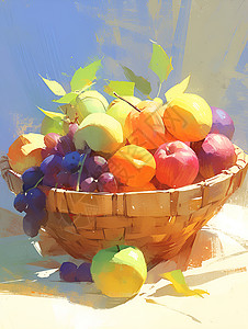 水果篮子里的食物背景图片