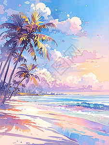 海滩上的椰子树背景图片