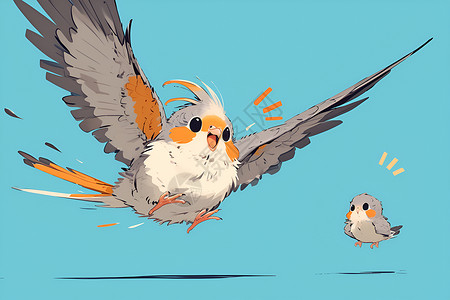 鸟类标本展翅飞翔的鹦鹉插画