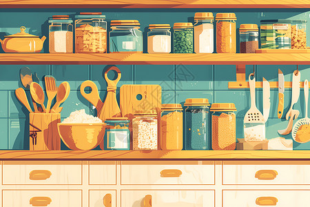 厨房柜子厨房的柜子插画