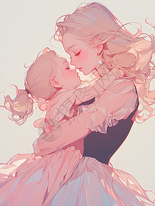 拥抱的母女插画背景图片