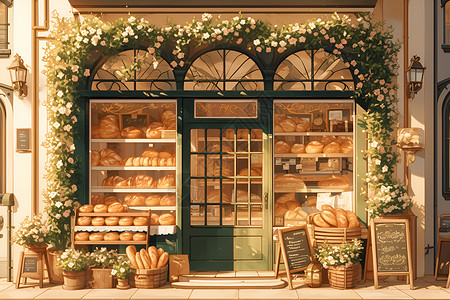 面包店铺内的面包高清图片