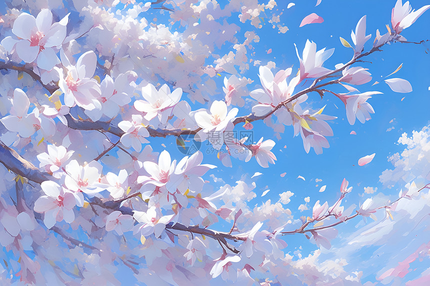 树枝上的漂亮樱花图片