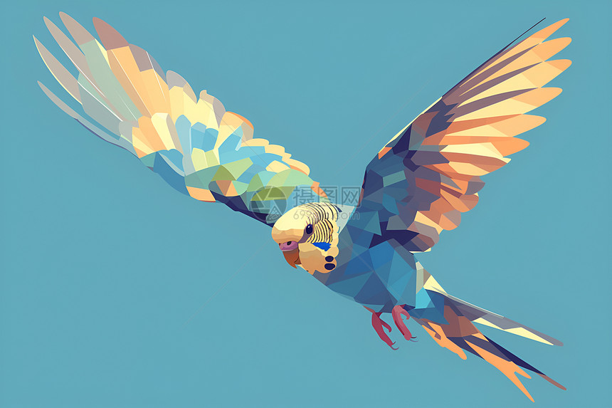 自由飞翔的鹦鹉插画图片