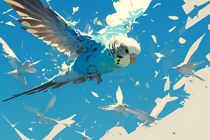 飞翔的鹦鹉插画图片
