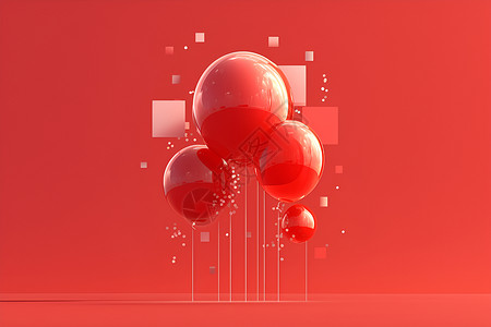 悬浮装饰悬浮的红色气球插画
