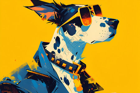 太阳镜卡通时尚狗狗戴着太阳镜插画