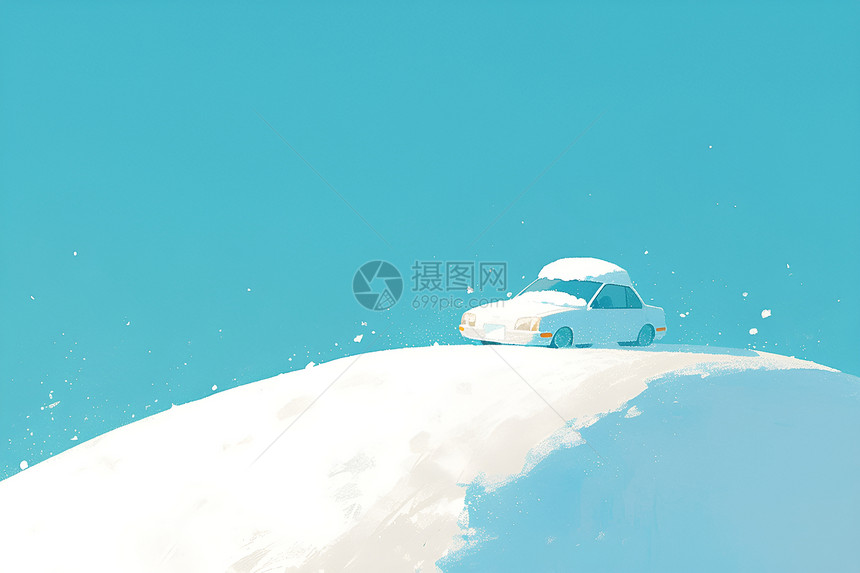 雪地上的小汽车图片
