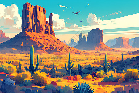 沙漠的美景背景图片