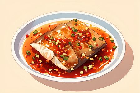 中式美食插画背景图片