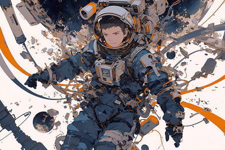宇航员置身于星空背景图片
