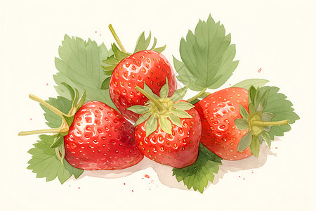 草莓千层水墨插画草莓插画