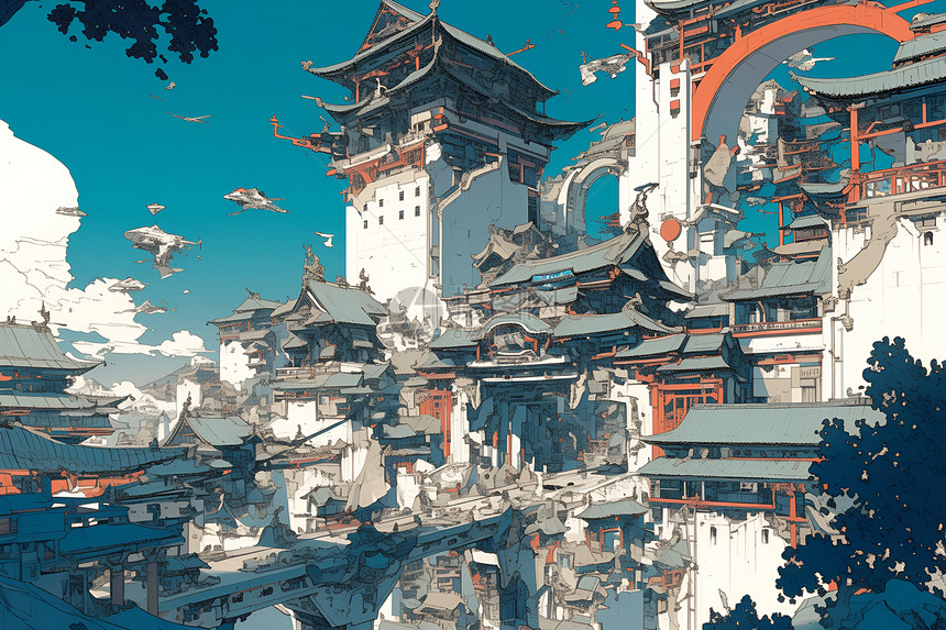 中式建筑景观图片