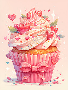 各种纸杯蛋糕粉色的蛋糕插画