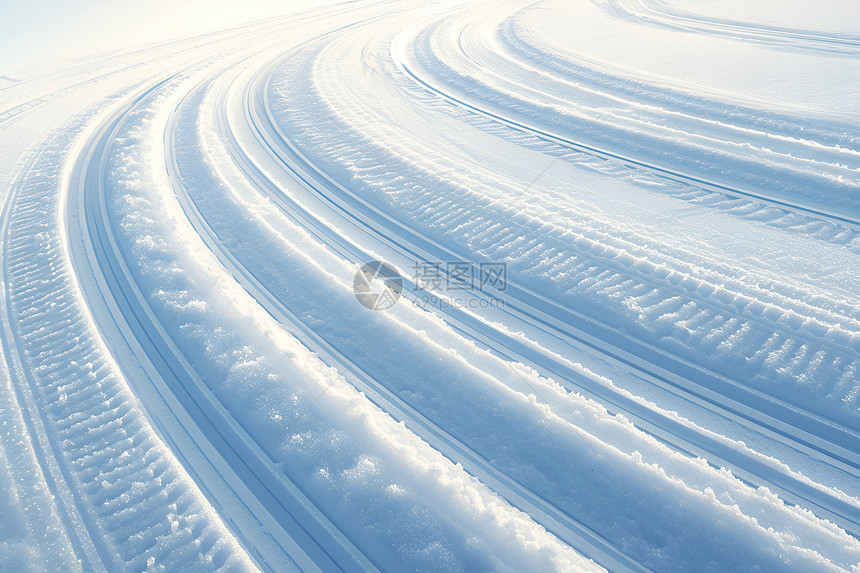 雪地上的车辙图片