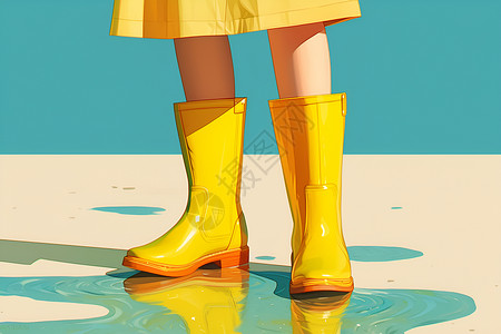 水洼中的雨靴背景图片