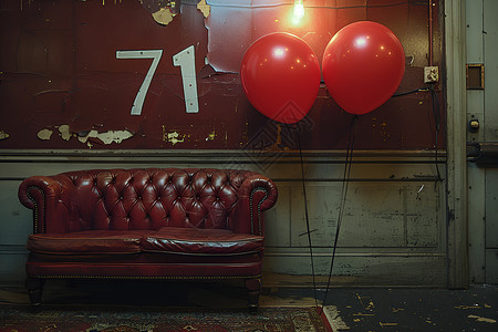 墙前的红色气球背景图片