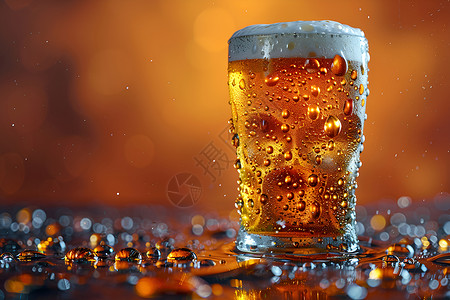 玻璃杯里的啤酒背景图片