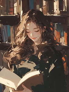 阅读的女孩背景图片