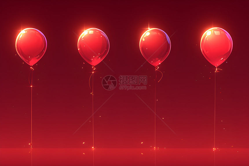 红色背景上的气球图片
