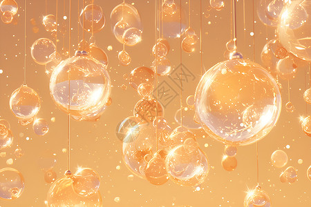 金色大气泡背景金色的气泡插画