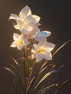 白色花朵插画（关键词少于6个）背景图片