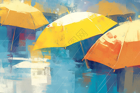 雨中的彩色雨伞背景图片