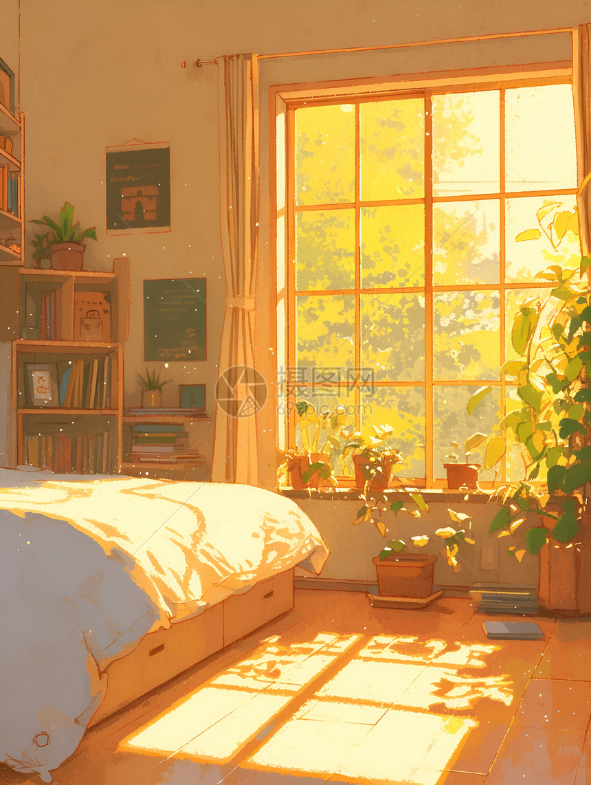 阳光里的卧室图片