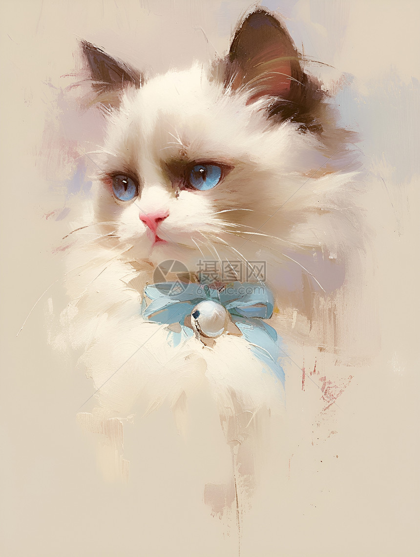 娇柔的布偶猫的油画图片