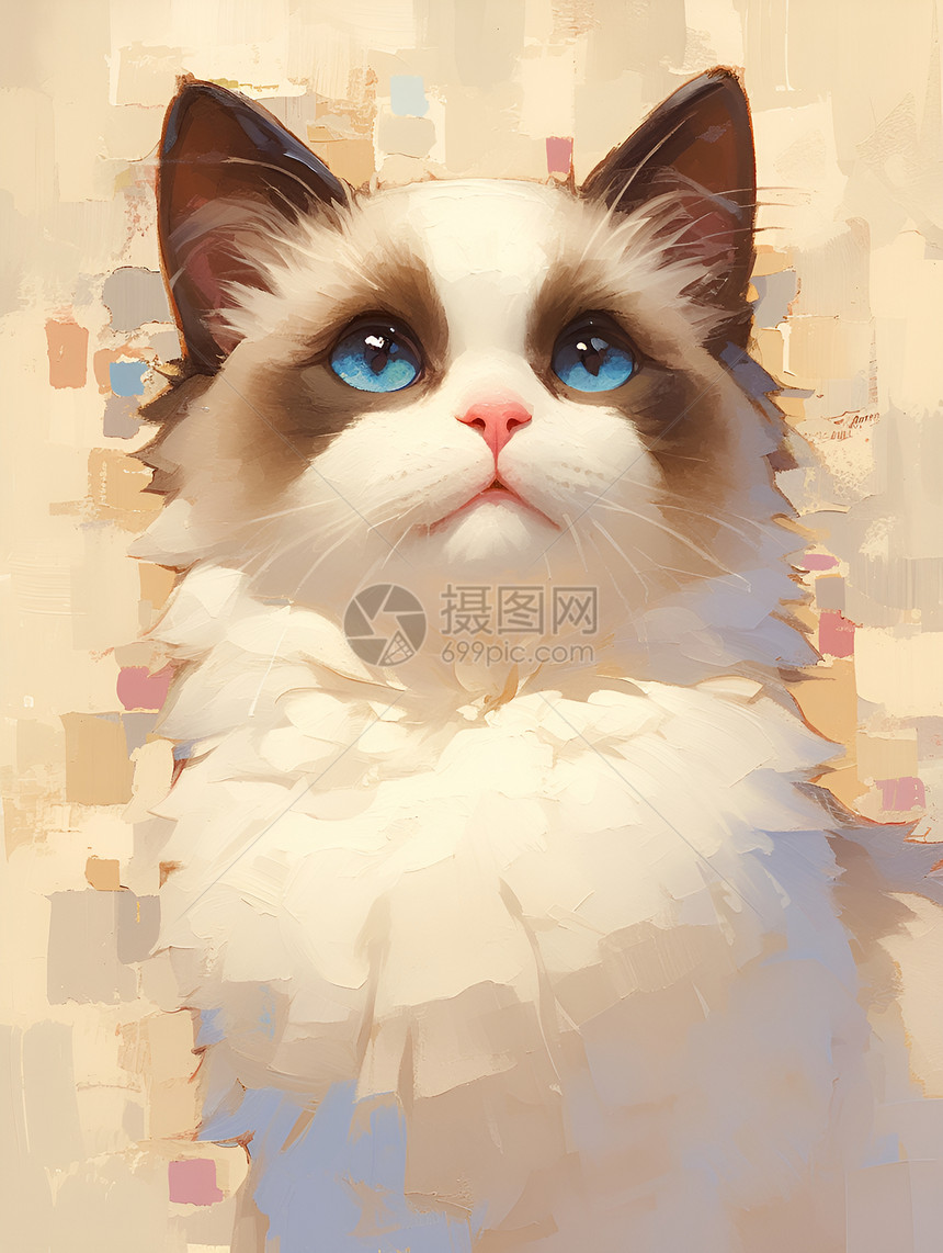 温柔猫咪插画图片