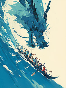 龙舟竞赛的插画背景图片