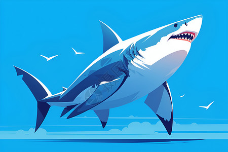 微笑的鲨鱼插画背景图片