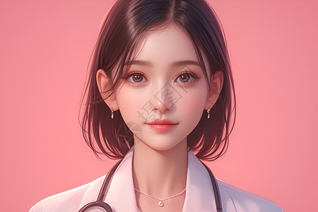 美丽女性形象美丽的亚裔医生插画