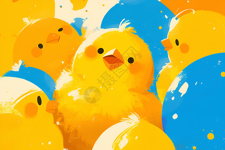 黄色小鸡可爱插画高清图片
