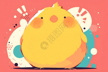 苍鹭小鸡色彩斑斓的小鸡插画