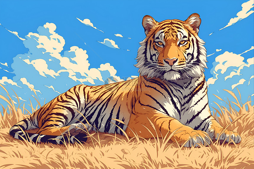 非洲草原上一只凶猛的老虎图片