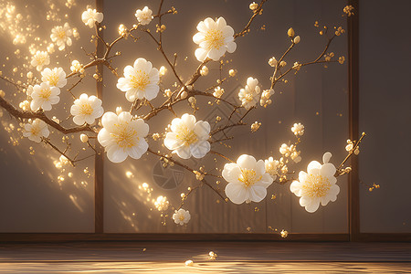 白梅花绽放的美景图片素材