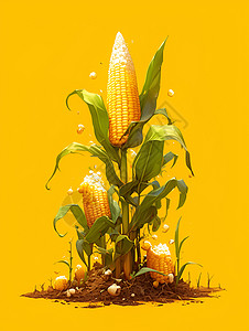 玉米棒子串玉米成长的阶段插画